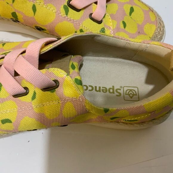 Spenco Orthotic Lemon Printed Malibu Lace Bokeh Platform Slip On Sneakers 9.5 B - Picture 6 of 13